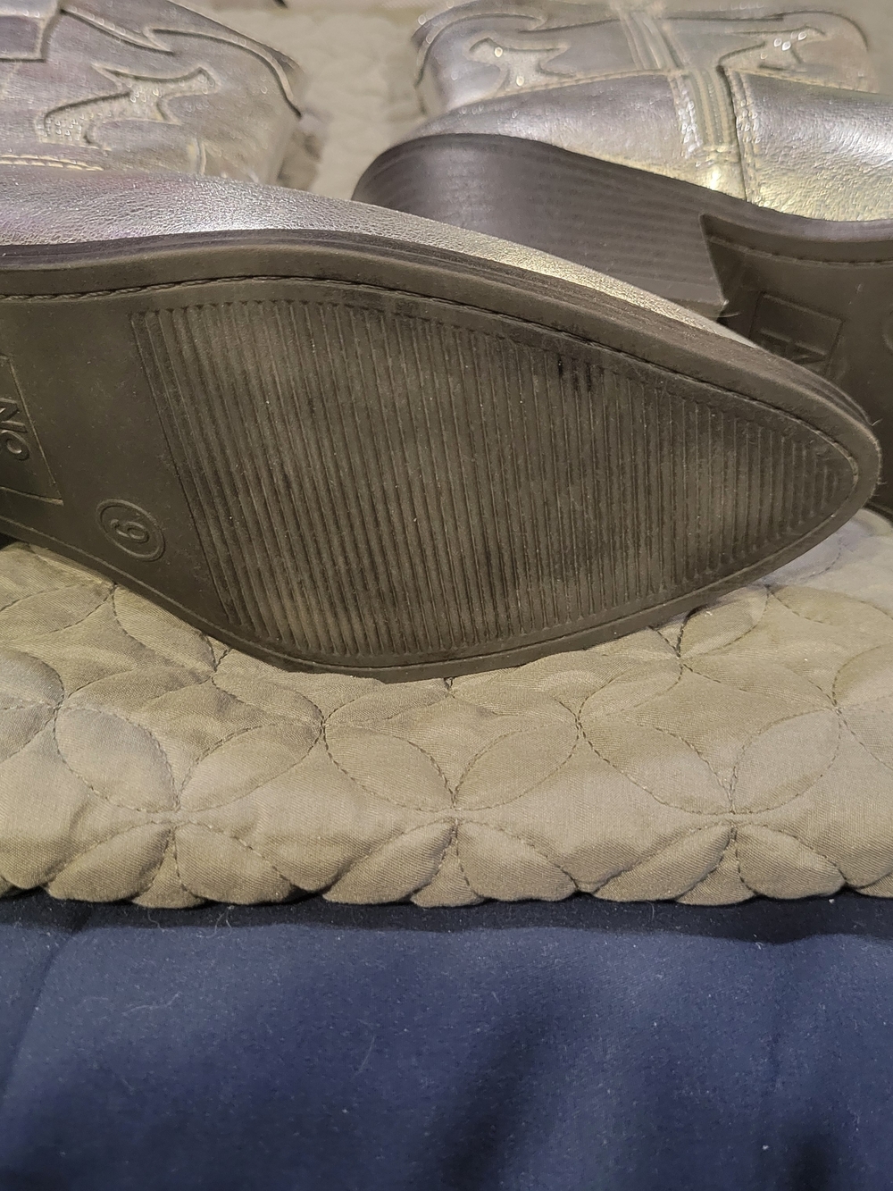 Metallic Silver Western Ankle Boots - Picture 2 of 3